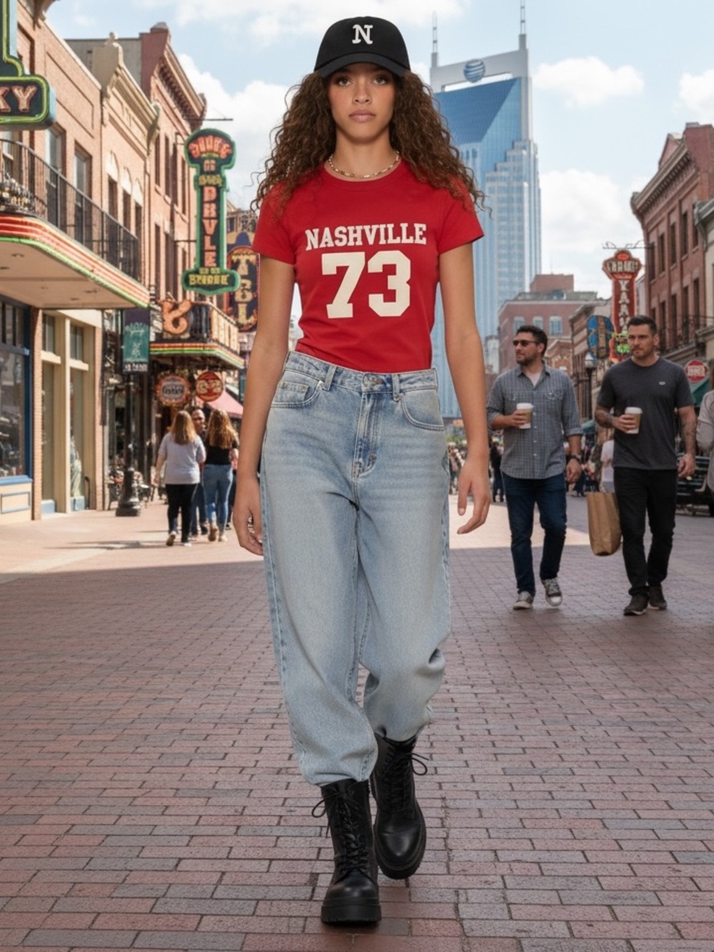 Edikted Nashville 73 Graphic Baby Tee Red XS Y2K Crop Top